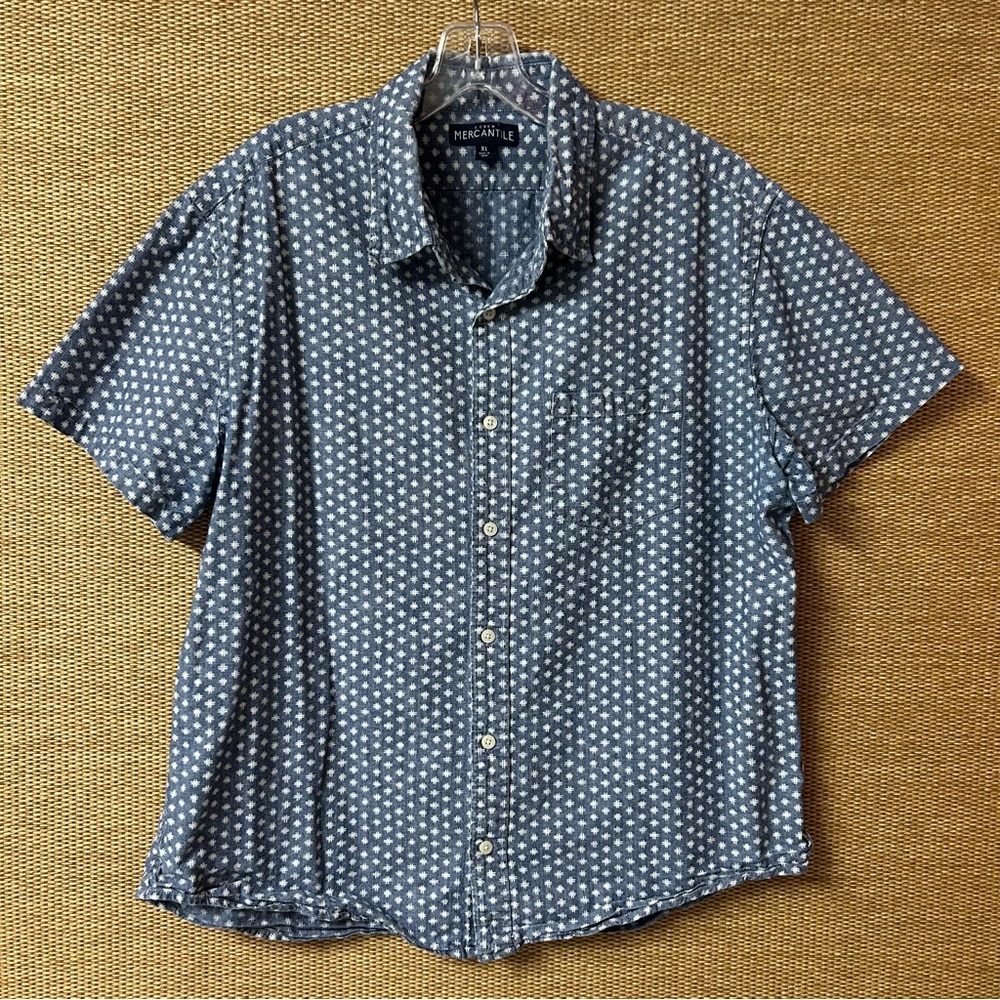 J.Crew Mercantile Shirt Men’s XL Blue & White Cotton